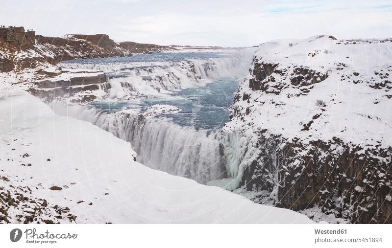 Island, Gullfoss-Wasserfall Schönheit der Natur Schoenheit der Natur Energie dynamisch Dynamik Power Wasserfälle Wasserfaelle Außenaufnahme draußen im Freien