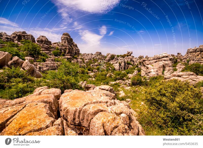 Spanien, Provinz Malaga, El Torcal Niemand Erhöhte Ansicht Erhöhte Ansichten Ruhe Beschaulichkeit ruhig Felsformation Felsengruppe Gesteinsformation
