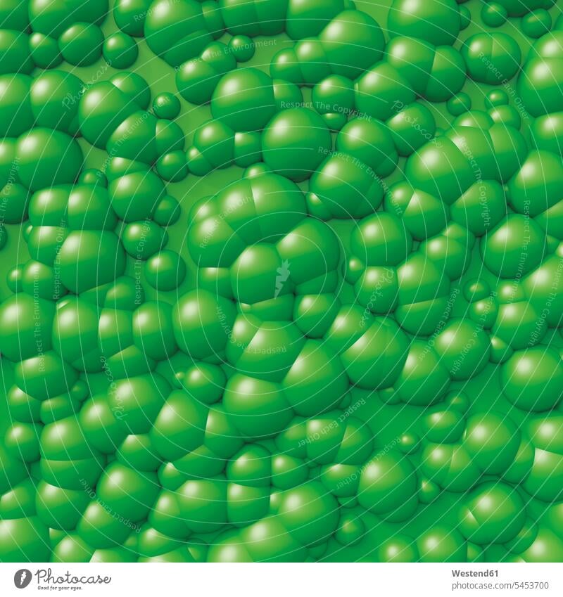 Grüne Blasenform, 3D-Rendering Muster Abstrakt ungegenständlich ungegenstaendlich Form Formen Bläschen Luftblasen Blaeschen dreidimensional 3-D 3-d Hintergrund