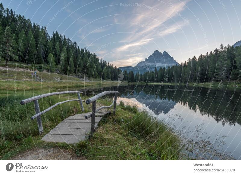 Italien, Alpen, Dolomiten, Lago d'Antorno, Parco Naturale Tre Cime Unesco Weltnaturerbe Unesco-Weltnaturerbe Ruhe Beschaulichkeit ruhig Morgenlicht