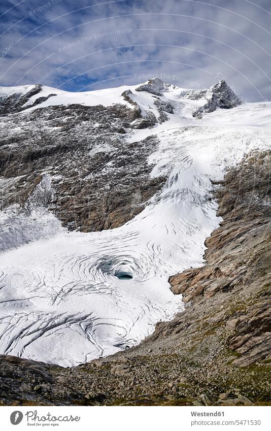 Gletscher, Grossvendediger, Tirol, Österreich Travel Ice Schoenheit der Natur Wolken Kälte außen draußen im Freien Venediger Gruppe Gletscherrückgang