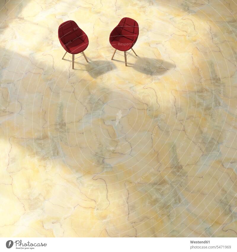 3D-Rendering, Zwei Stühle auf strukturiertem Boden Stuhl Stuehle Schlichtheit Einfachhheit einfach Struktur Strukturen Fußboden Fußboeden Fussboeden Fussboden
