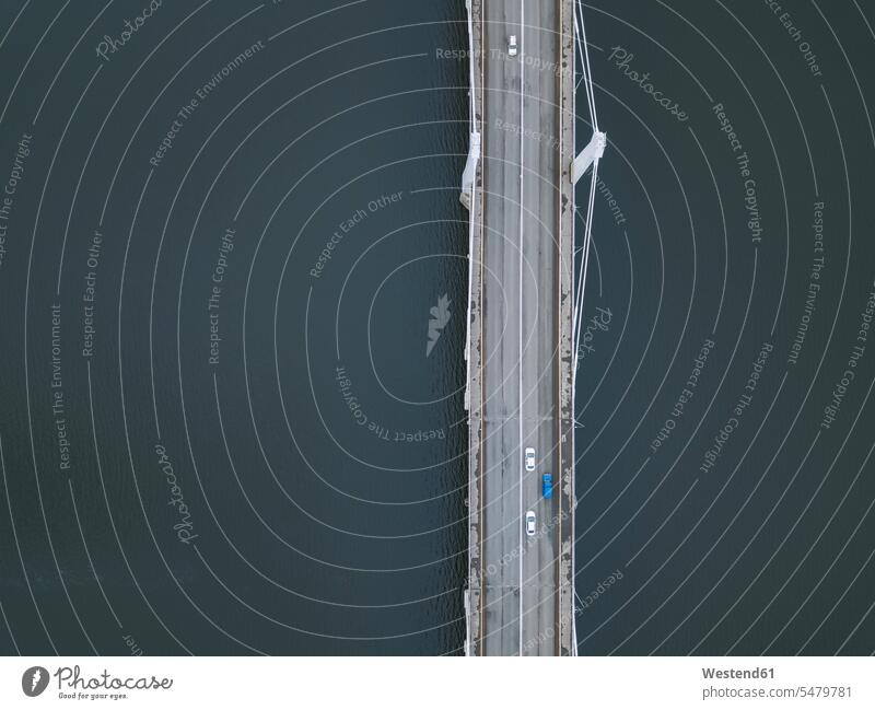 Luftaufnahme der Brücke über die Wolga, Moskau, Russland Luftaufnahmen Luftbild Luftbilder Vogelperspektive Aerial Architektur Baukunst Bauwerk Bauwerke Gebäude