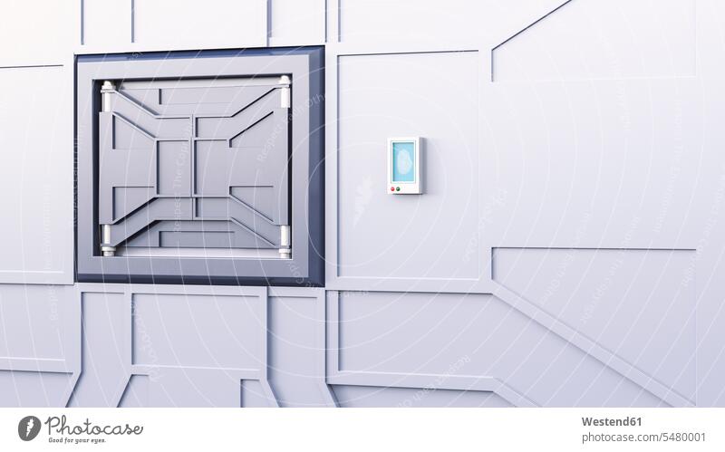 Sicher in einer Wand, 3D-Putz Tresor Safes Panzerschränke Panzerschrank Tresore Sicherheitstechnik Sicherheitstechniken Bildsynthese 3D-Rendering 3D Rendering