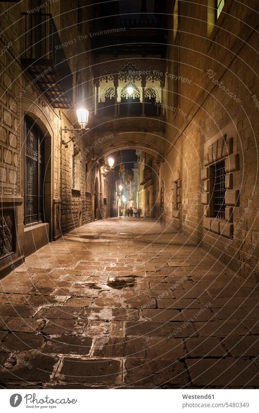 Spanien, Barcelona, Barri Gotic bei Nacht Stimmung stimmungsvoll Casa dels Canonges Altstadt Gotisches Viertel El Gotic Barrio Gotico historisch historisches