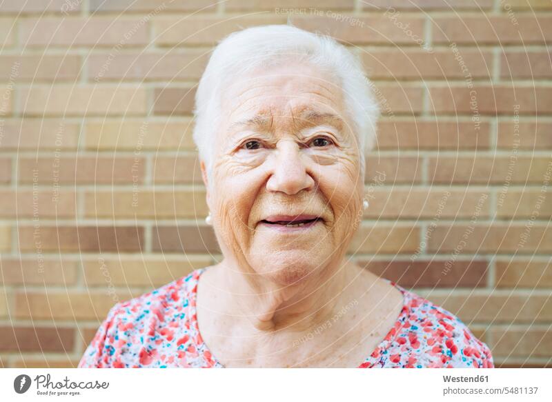 Porträt einer älteren Frau lächeln Seniorin Seniorinnen alt Portrait Porträts Portraits Senioren weiblich Frauen Erwachsener erwachsen Mensch Menschen Leute
