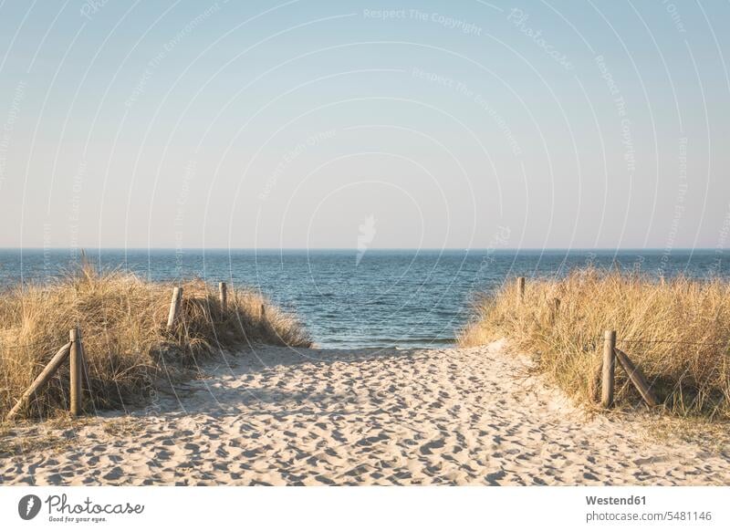 Deutschland, Warnemünde, Weg zum Strand Niemand Erholung erholen Wolke Wolken Ferien Urlaub Freizeit Muße Beach Straende Strände Beaches Küste Kueste Kuesten