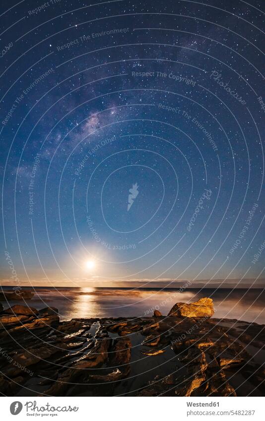 Australien, New South Wales, Clovelly, Shark Point bei Sonnenuntergang Abend abends Sternhimmel Sternenhimmel Weite Textfreiraum weit geheimnisvoll mystisch