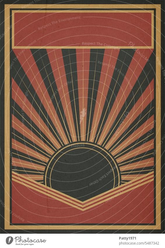 Retro Revolution Propaganda Poster. Stilisierte Sonnestrahlen Hintergrund Sonnenstrahlen stilisiert retro Grafik u. Illustration Grunge hintergrund Papier