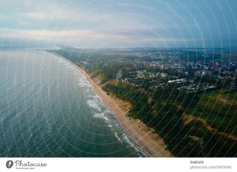 Luftaufnahme des Ostseestrandes in Wladyslawowo, Polen MEER Strand baltisch Sommer wladyslawowo Meeresufer Landschaft Urlaub Küstenlinie Meereslandschaft Sand