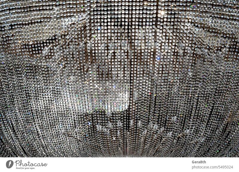 abstrakten Hintergrund Fragment der klassischen Vintage-Kronleuchter Kunst hell Knolle Zimmerdecke Nahaufnahme Farbe Kristalle Dekor Dekoration & Verzierung