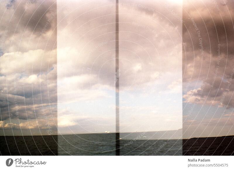 Ostsee + Wolken analog Analogfoto Farbe Farbfoto Meer Wasser Horizont Himmel 3 in 1 Weite Urlaub Freizeit Erholung