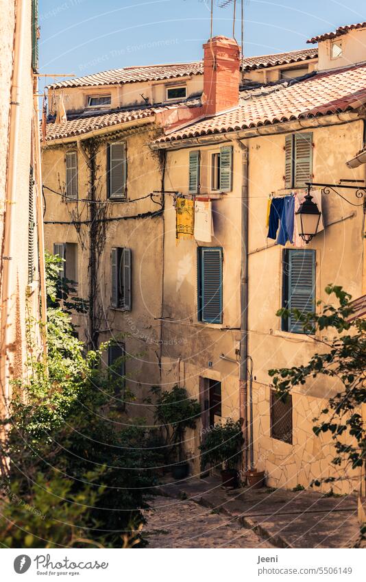 Charmante Stadt Südfrankreich mediterran Provence Süden Sommer Sonne warm Leben Häusliches Leben Wärme Mittelmeer Haus Gasse Altstadt Straße eng
