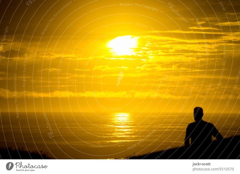 mit der goldenen Stunde beginnt ein neuer Tag Sonnenaufgang Natur Sonnenlicht goldene Stunde Silhouette Südpazifik Sommer Wärme Beginn Frühaufsteher Monochrom