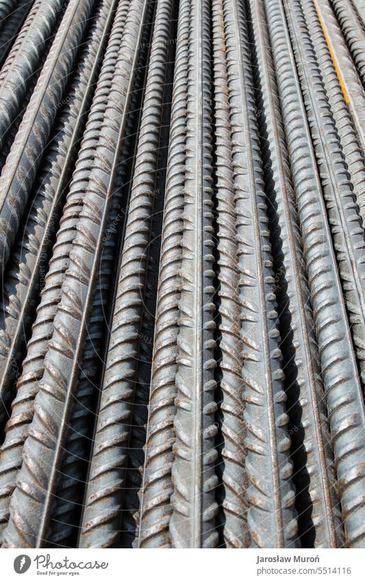 Bewehrungsstäbe Hintergrund Textur Formular Design Muster gerippte Bewehrungsstäbe Baustelle Stahl Betonarbeiten Struktur Industrie Gebäude