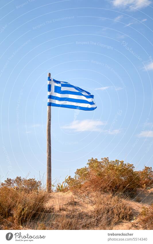 Die griechische Nationalflagge weht im Wind Griechen Symbol Fahne Griechenland national Land Hintergrund Transparente Emblem blau Europa Design reisen weiß