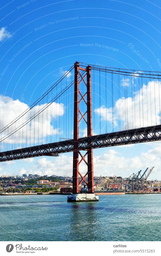 Ponte 25 de Abril Brücke Tejo Lissabon Portugal Hängebrücke Rot Ferien & Urlaub & Reisen Tourismus Tejo-Brücke Fluss