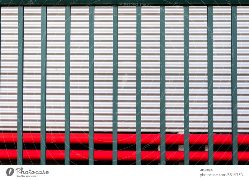 Sehtest optische täuschung Linie Kontrast Metall Zaun Farbe Strukturen & Formen Irritation Raster Ordnung rot türkis grau
