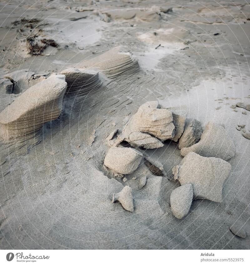 Natürliche Sandskulpturen am Strand Skulptur Sandkörner Wasser Meer Nordsee Wind Wellen Küste Natur Landschaft Ferien & Urlaub & Reisen Sommer