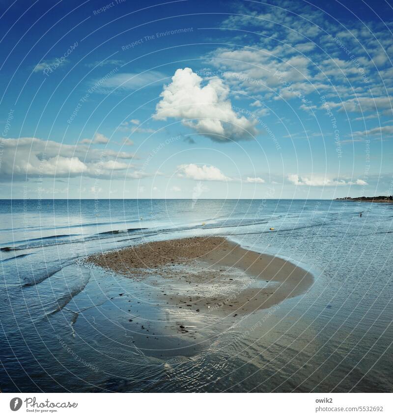 ÷ Meer Sandbank Landschaft Natur Küste Himmel Wolke Horizont Frankreich Normandie Strand Sonnenlicht Kontrast maritim Wasser nass Weitblick Atlantik Totale