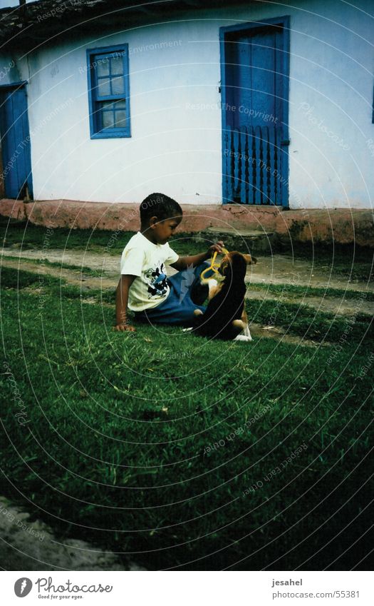 brasilien_043 Kind Hund weiß braun kind mit hund farbe grün blau