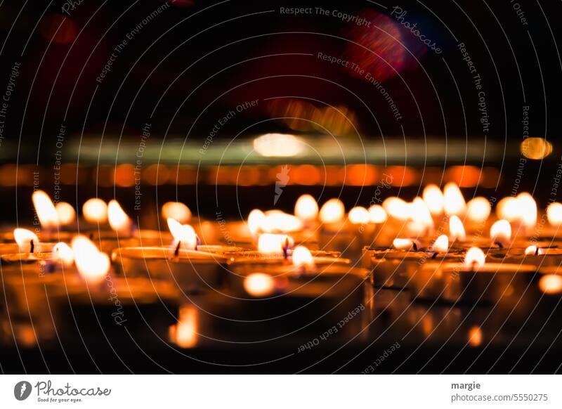 Lichterfest Licht und Schatten Kontrast Kerzen Kerzenschein Kerzenflamme Stimmung Teelichter viele besinnlich Flamme brennen Wärme Meditation Religion & Glaube