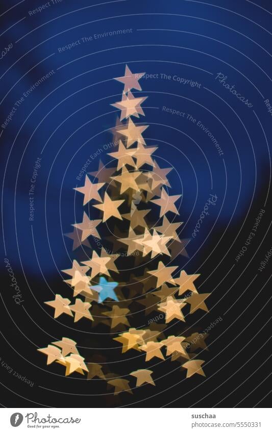 baum aus licht mit sternchen Bokeh Sterne Licht Weihnachtsbaum Weihnachten Weihnachten & Advent Dekoration & Verzierung Weihnachtsdekoration Feste & Feiern