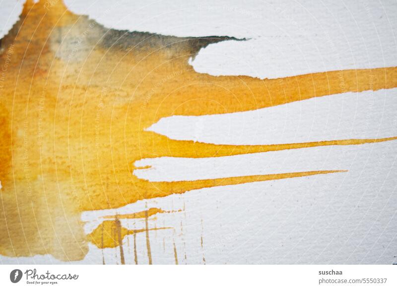 orangegelber fleck aus aquarellfarbe Fleck verlaufen geflossen Farbe Aquarellfarbe Kunst abstrakt Strukturen & Formen Kreativität Design Klecks Wasserfarbe