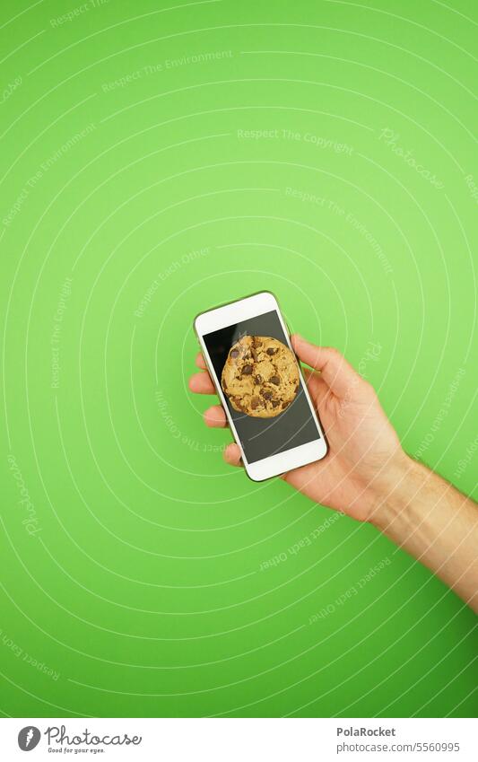 #AS# Cookie Handy grün cookies Keks Internet Mobilität mobiltelefon Technik & Technologie Telefon Smartphone halten