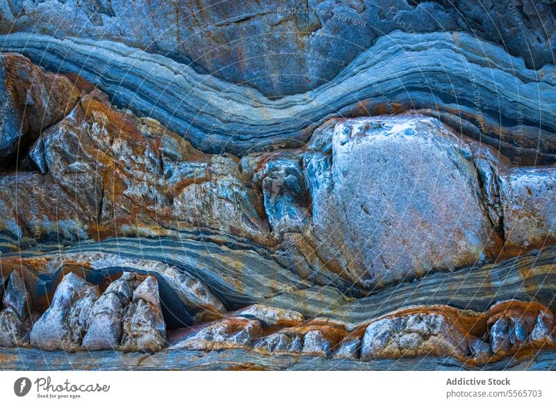 Ein Hintergrund aus blauen Felsen Textur Steine grau natürlich costa Asturien Küstenstreifen Natur Landschaft Kunst Kunstwerk MEER Meer Wellen Strand felsig