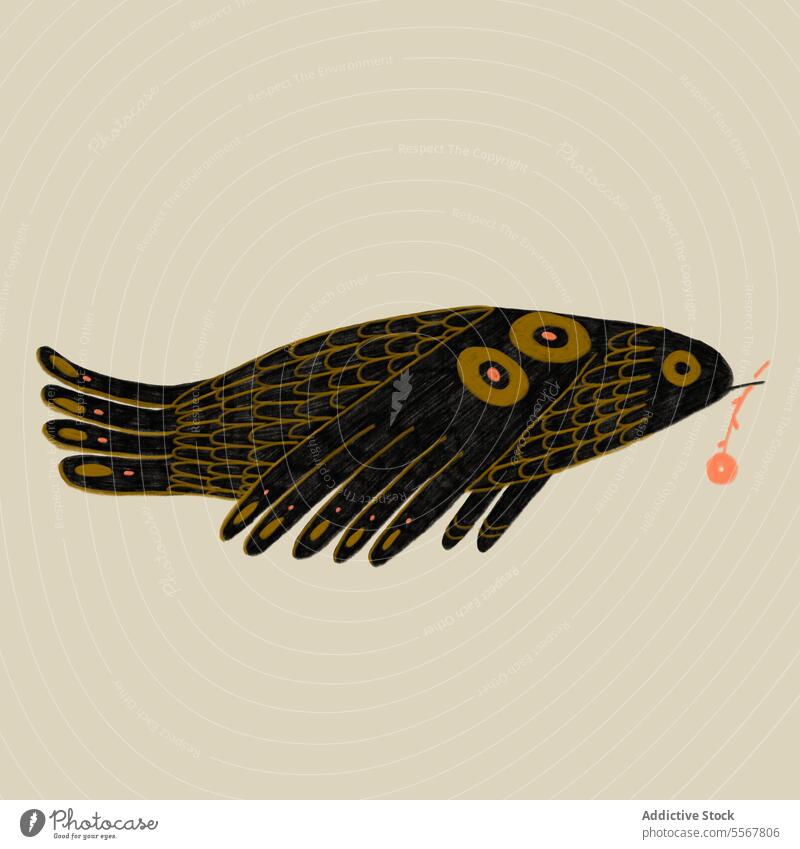 Bunter Vogel fliegt auf weißem Hintergrund übergangslos Design schwarz Fleck Kunst gelb Licht Natur Farbe lebhaft Fauna Tierwelt Bargeld wild Element Konzept