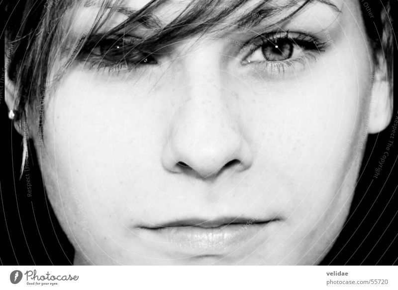 Catty Eyes Junge Frau Makroaufnahme Schwarzweißfoto Auge Gesicht Kontrast