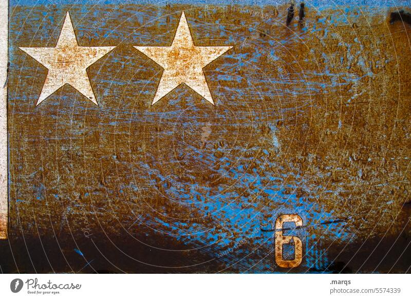 ★★ 6 Metall Rost Hintergrundbild alt Wandel & Veränderung Ziffern & Zahlen blau Stern (Symbol) Nahaufnahme Strukturen & Formen Vergänglichkeit