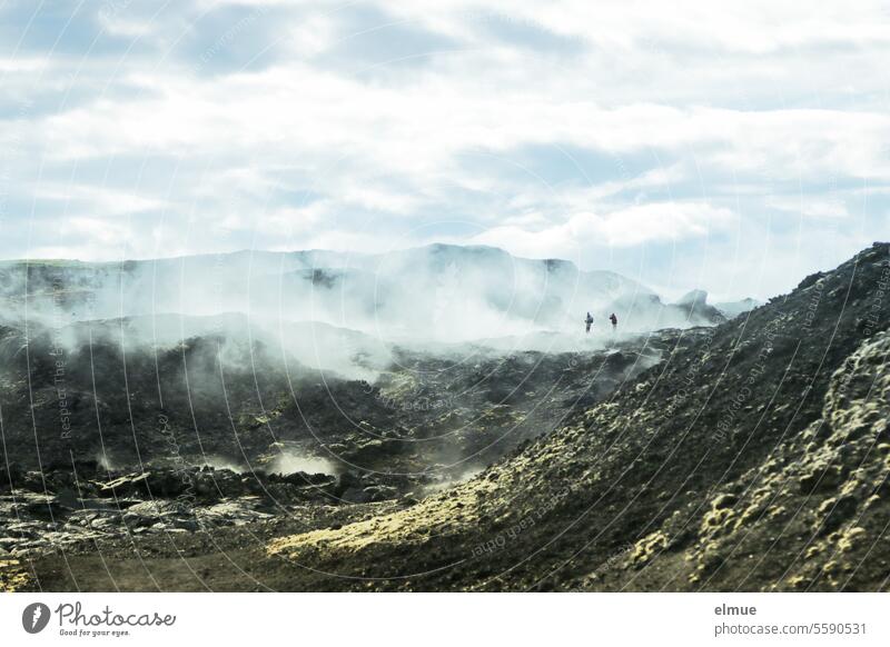 Leirhnjúkur - aktiver Vulkan auf Island I Wärmendes Leirhnjukur Lava Lavafeld Nordost-Island Vulkansystem Vulkanausbruch Wasserdampf Erdwärme Eruption Blog