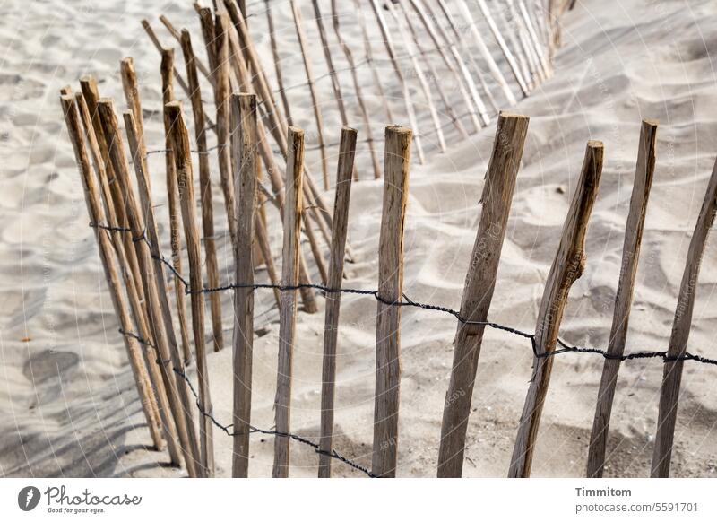 Dieser Zaun ist geradezu unüberwindbar! Holz leicht windschief Strand Sand Ostsee Außenaufnahme Menschenleer Ferien & Urlaub & Reisen Farbfoto