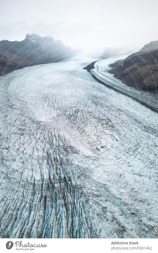 MajestÃ?tischer Gletscher im VatnajÃ¶kull Park, Island Antenne Nationalpark Textur Eis Natur staunen Landschaft malerisch Gelände kalt Klima arktische Schmelzen