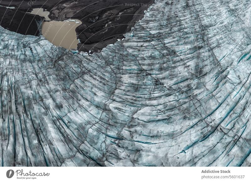 Luftaufnahme der Eiskappe und des schlammigen Meeres Gletscher Antenne MEER Eisberg Winter Wetter Natur malerisch arktische kalt Wasser Seeküste Vatnajokull