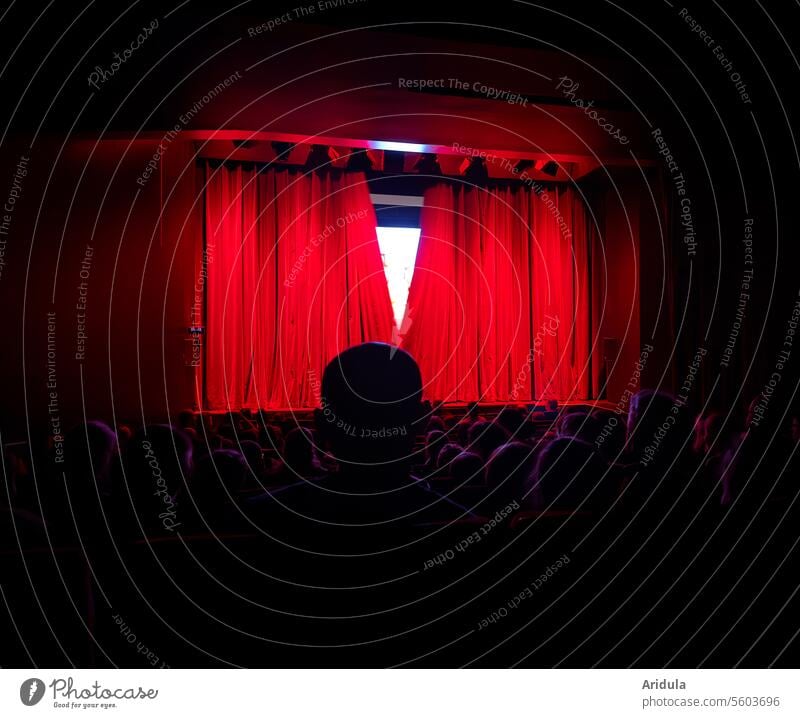 Vorhang auf! Theater rot Bühne Samt Veranstaltung Kultur Show Menschen Zuschauer Silhouette Entertainment Innenaufnahme Licht Scheinwerfer Kunst Schauspiel