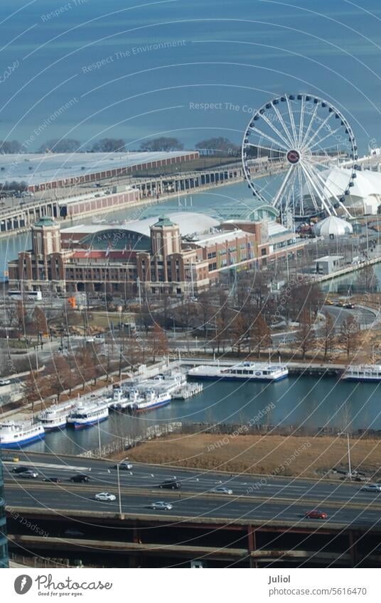 Navy Pier am Lake Michigan in Chicago Ill. hafen Wasserfront Boote
