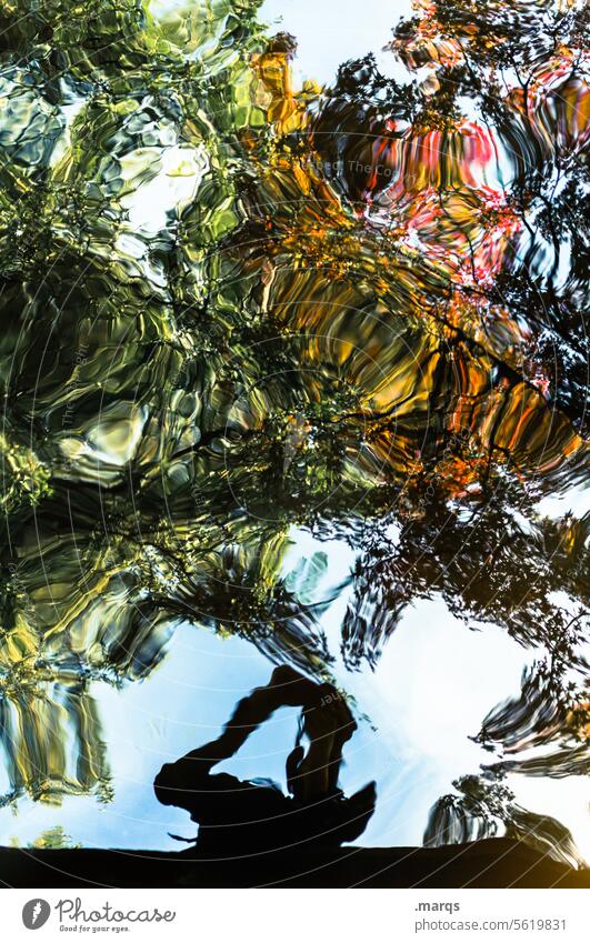 Reflexion mit Fotograf Reflexion & Spiegelung Strukturen & Formen Muster abstrakt mehrfarbig Flüssigkeit außergewöhnlich Wasser Natur Design Irritation