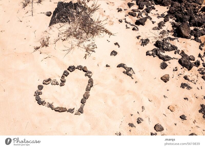 Herz aus Stein herzförmig Symbole & Metaphern Sand Strand trocken heiß Wärme Liebe Romantik Gefühle Valentinstag Verliebtheit Liebeserklärung Partnerschaft