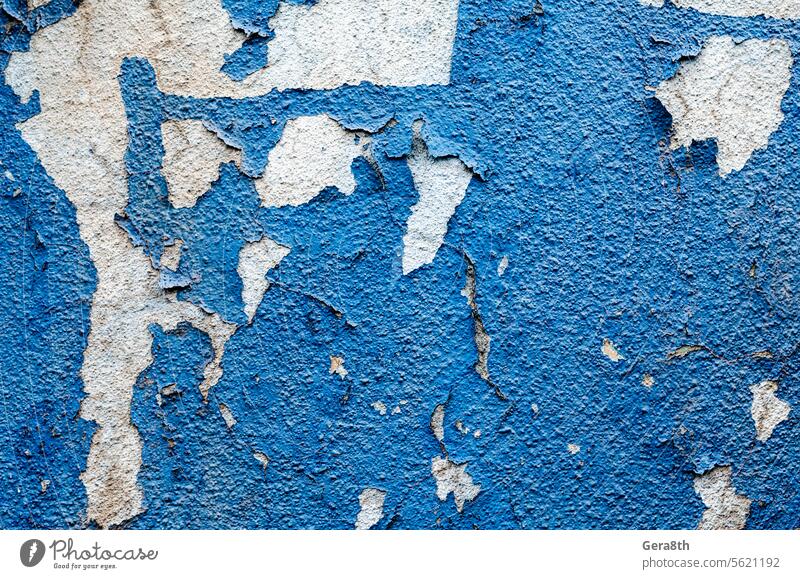 Textur alte Wand mit Spuren von blauer Farbe abstrakt gealtert Architektur Hintergrund blanko geknackt Beschädigte Detailaufnahme dreckig Grunge Material Muster