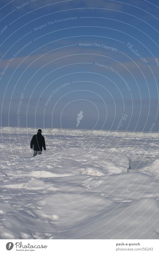 Eiswüste Winter Horizont Jahreszeiten Mann Außenaufnahme Packeis gefroren Ferne Ostsee