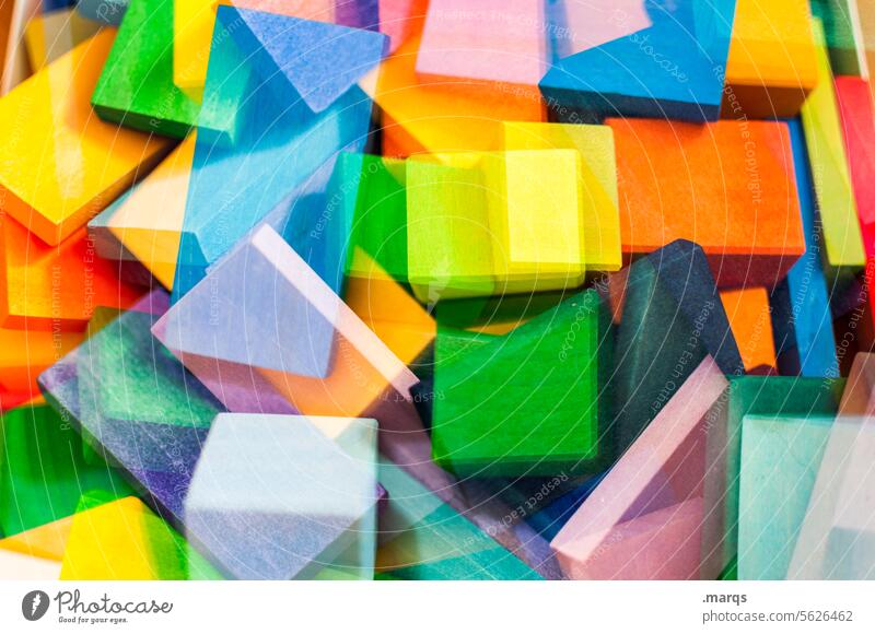 Klötze Bausteine chaotisch viele element geometrisch Strukturen & Formen farbenfroh Hintergrundbild lernen Würfel Konstruktion bauen Blöcke Spielzeug Kindheit