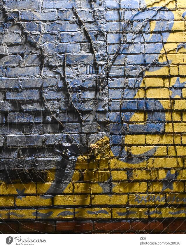 Wall-e #Die Wand Backsteinwand Baustein #Buchstabe e #gelb #Blau #Gelb und Blau