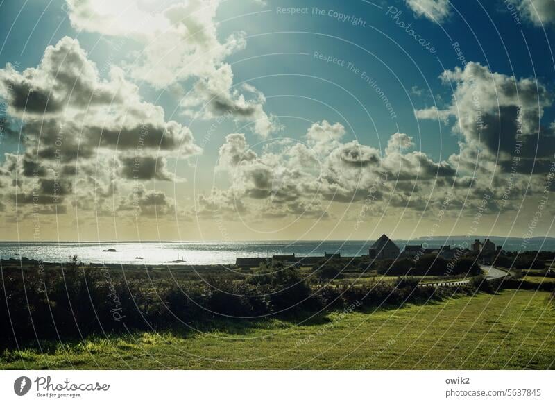 Goury Ärmelkanal Atlantik Kap La Hague abgelegen Küstenort Fischerdorf Panorama (Aussicht) Tageslicht Weitblick Inseln Meer Natur Normandie Frankreich