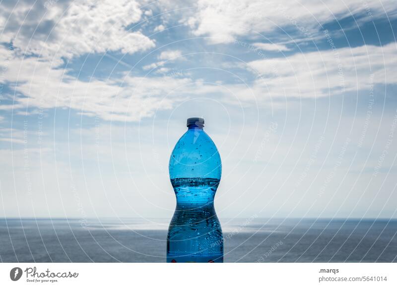 Erfrischungsgetränk Getränk Wasserflasche Gesundheit trinken Flasche durstig kalt Trinkwasser rein Umweltverschmutzung Kunststoff blau natürlich erfrischend