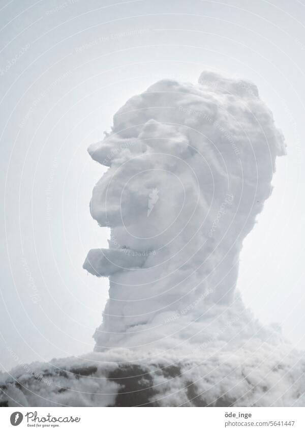 Räuchermann Schneemann Zigarre Kopf Rauchen Winter kalt weiß Jahreszeiten Frost Eis Büste Skulptur Mann