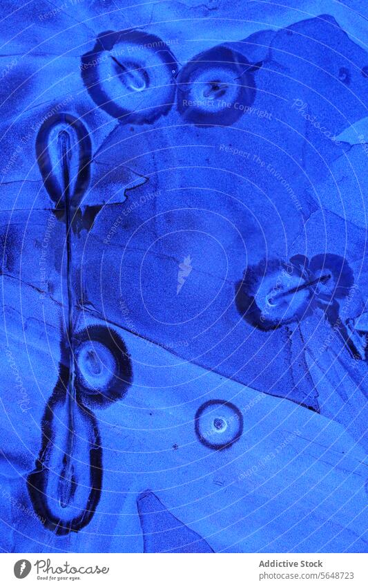 Abstraktes blaues Muster mit kreisförmigen Formen abstrakt Textur kreisrund Zelle Nahaufnahme Kunst Design Hintergrund Farbe pulsierend hell künstlerisch