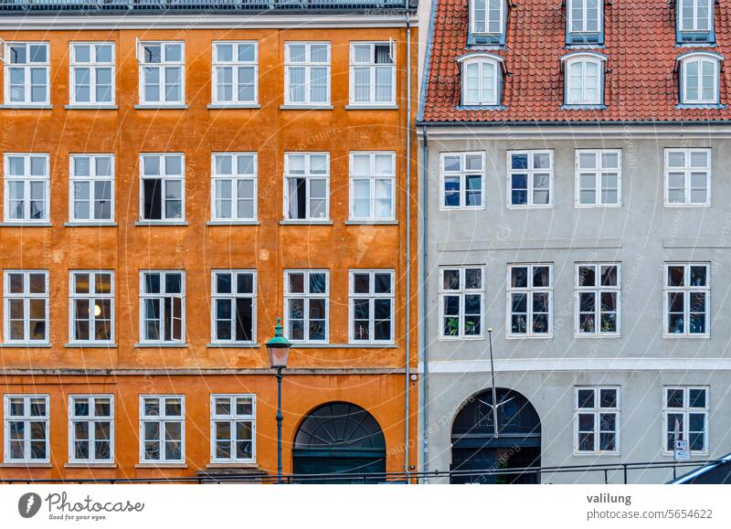 Bunte Fassade in Kopenhagen, Dänemark Dänisch Europa Europäer Skandinavien architektonisches Detail Architektur Gebäude Großstadt Farbe farbenfroh bunte Fassade